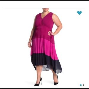 NWT Taylor color block sleeveless Pleated pink (2 shades) and black maxi